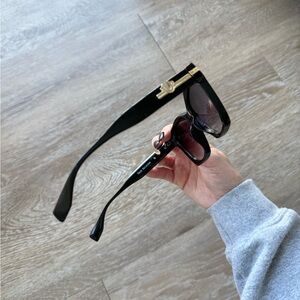 True Religion Black Sunglasses with Gold Details